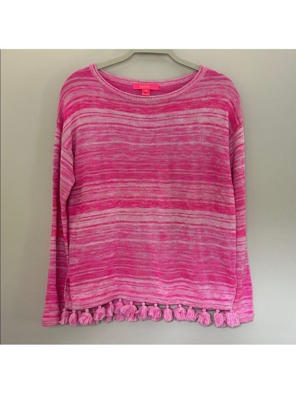 Lilly Pulitzer Jody Plumeria Pink Striped Tassel Sweater